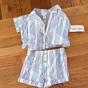 Cat & Jack Kids Pajama Set - White, Blue, and Red Stripes